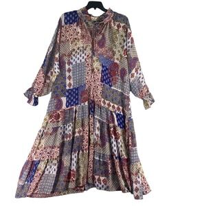 Sheer Bohemian Patchwork Maxi Dress